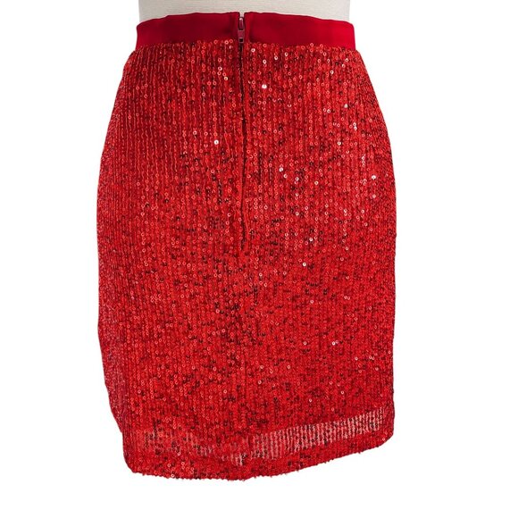 Band Of The Free Red Sequin Mini Skirt Sparkle Party Holiday Clubwear NWT L - Picture 10 of 11